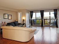 Town Home Family Room with Outside View